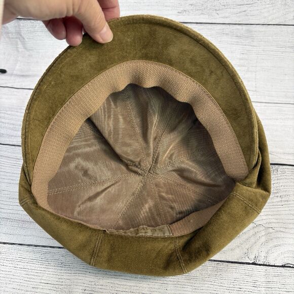 Eric Javits NY Green Newsboy Cap Beret Suede? Lined Slouchy Hat Tam - Picture 3 of 6
